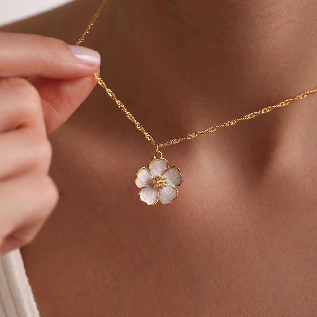 Gold Plated Sakura Flower Necklace